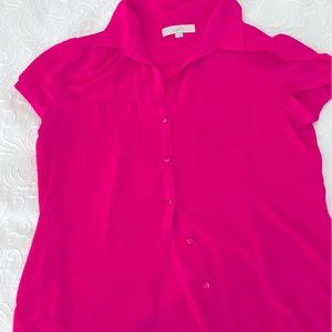 LOFT hot pink sheer blouse